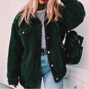 Army Green Teddy Bear Jacket